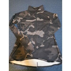 Under Armour ColdGear Camo 1/4 Zip Pullover Women's Large Gray Black